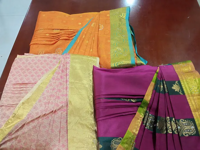 Peaches Silk saree Pre-pleating and box folding service